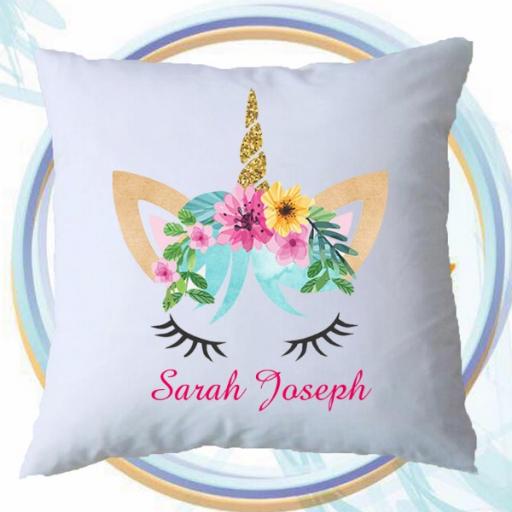 Personalised Cushion Cover with Mermaid Unicorn Design – Add Name