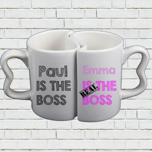 Personalised Mr and Mrs Couple Mugs - Mr Boss and Mrs Real Boss