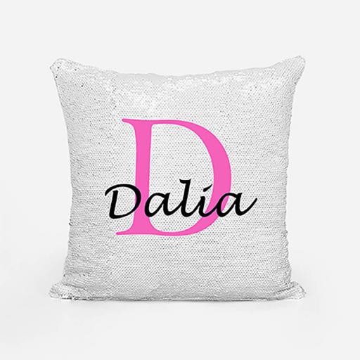 Personalised Sequin Magic Cushion For Her - Initial D and Name
