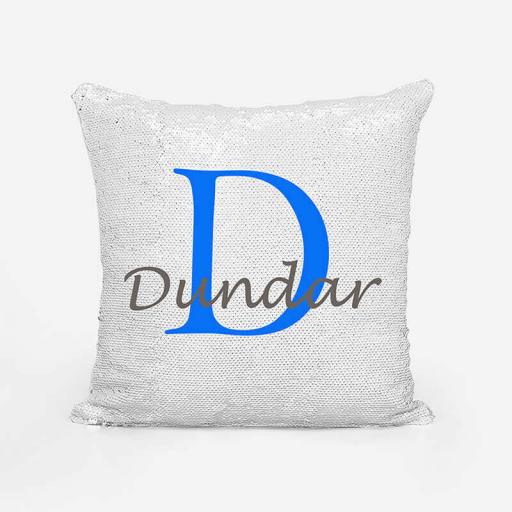 Personalised Sequin Magic Cushion For Him - Initial D and Name