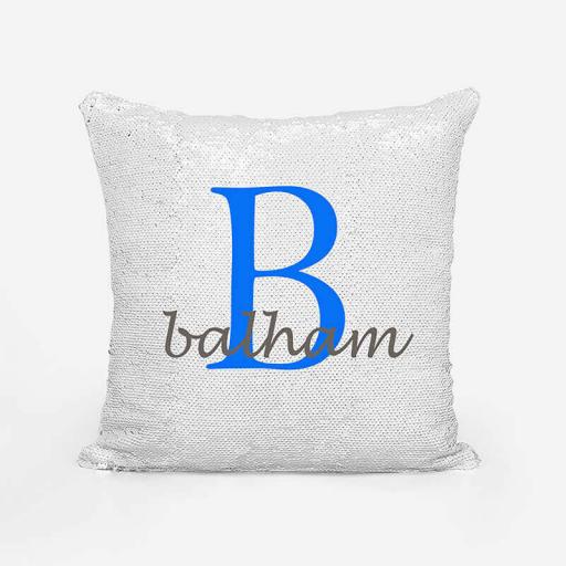 Personalised Sequin Magic Cushion For Him - Initial B and Name