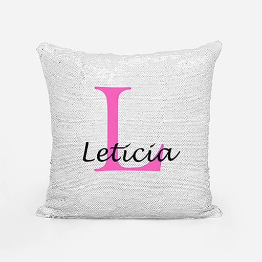 Personalised Sequin Magic Cushion For Her - Initial L and Name