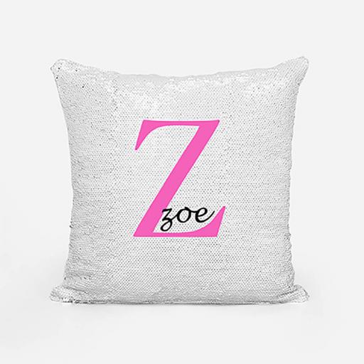 Personalised Sequin Magic Cushion For Her - Initial Z and Name