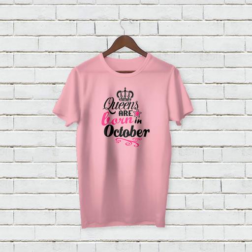 Personalised Text Your Name On Crown Logo Queens Are Born In October T-Shirt (1).jpg