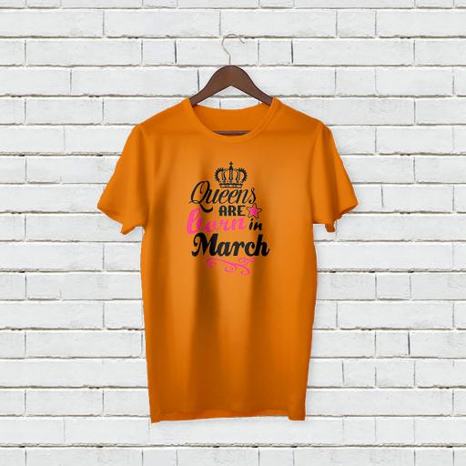 Personalised Text Your Name On Crown Logo Queens Are Born In March T-Shirt (3).jpg