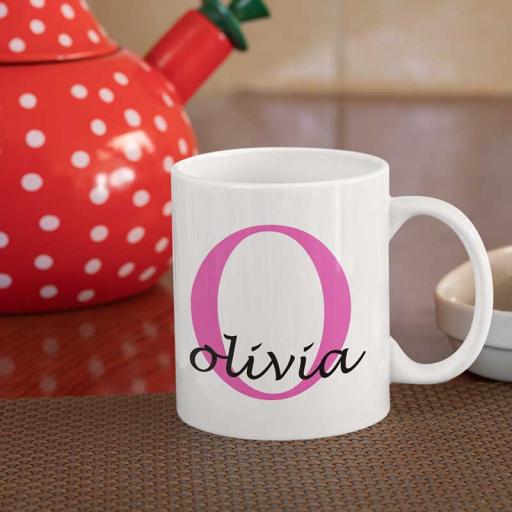 Personalised Text Mug For Her- Initial O &amp; Name
