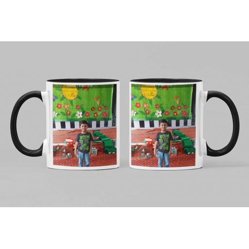 Personalised Black Coloured Inside Mug with 2 Photo Collage and Text