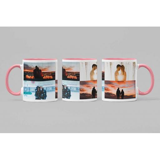 Personalised Pink Coloured Inside Mug with 8 Photo Collage