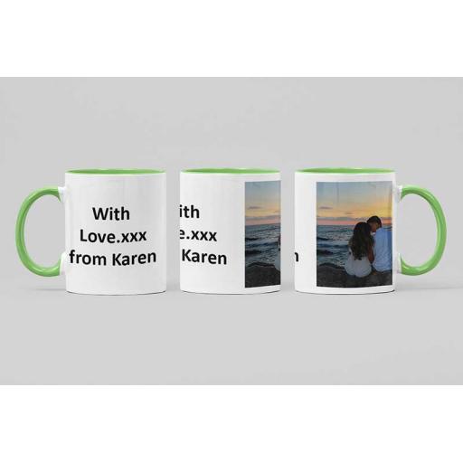 Personalised Green Coloured Inside Mug with Your Image and Text