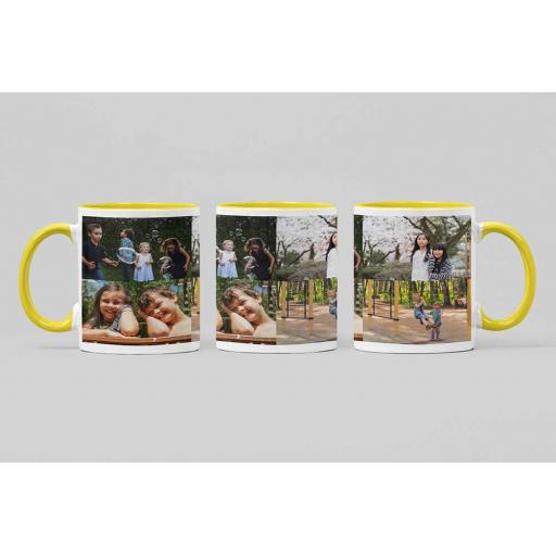 Personalised Yellow Coloured Inside Mug with 8 Photo Collage