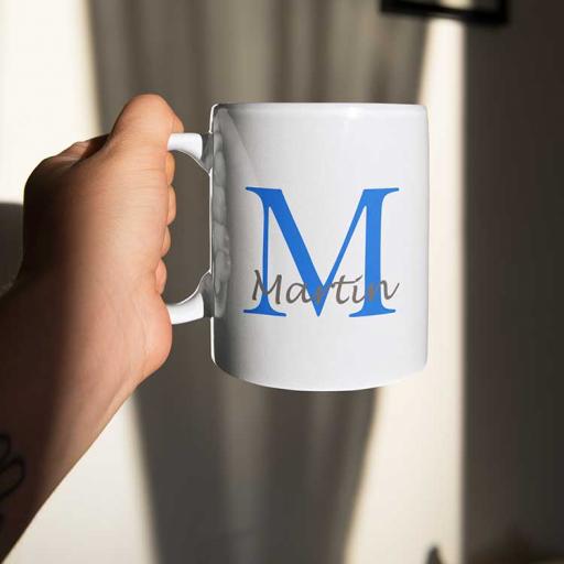 Personalised Name Mug For Him - Initial M & Name