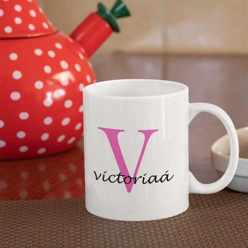 Personalised Name Mug For Her - Initial V & Name