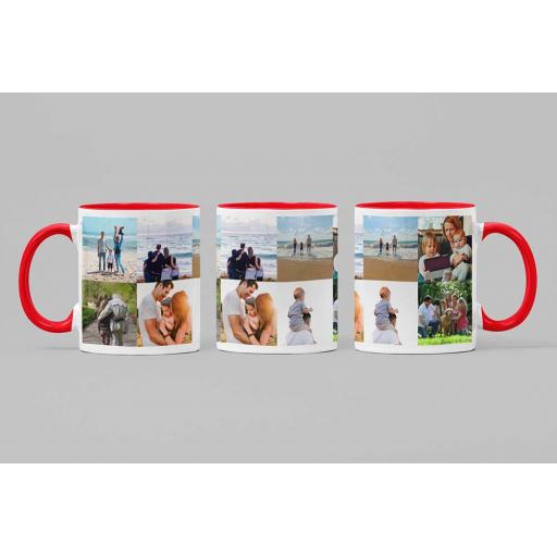 Personalised Red Coloured Inside Mug with 8 Photo Collage