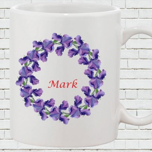 Personalised Purple Wreath Name Mug