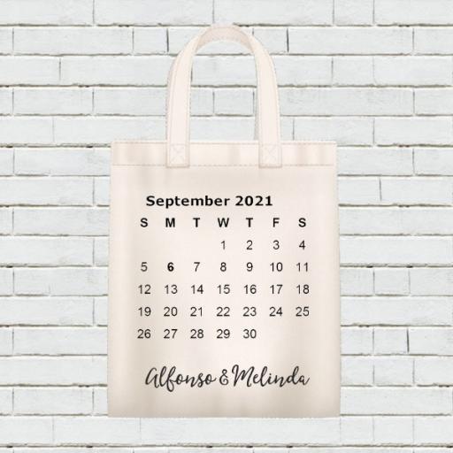 Personalised Calendar Tote Bag - September YEAR - Add Name / Text