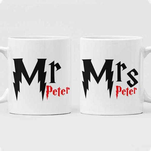 Harry Potter Inspired 'Mr and Mrs' Personalised Mug Set - Add Names