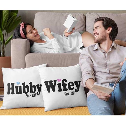 Wifey and Hubby Personalised Couple Cushion Covers