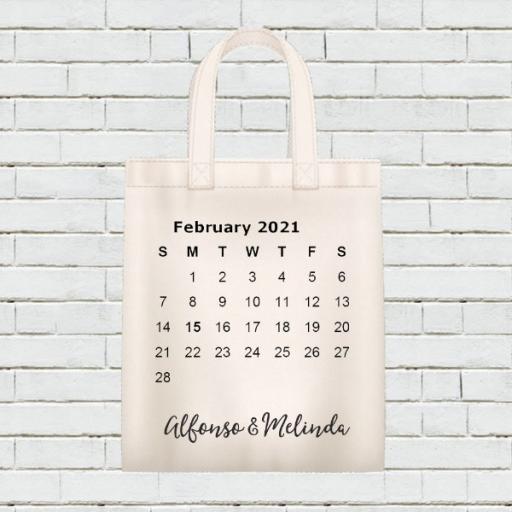 Personalised Calendar Tote Bag - February 2021 - Add Name / Text