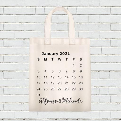 Personalised Calendar Tote Bag - January 2021 - Add Name / Text