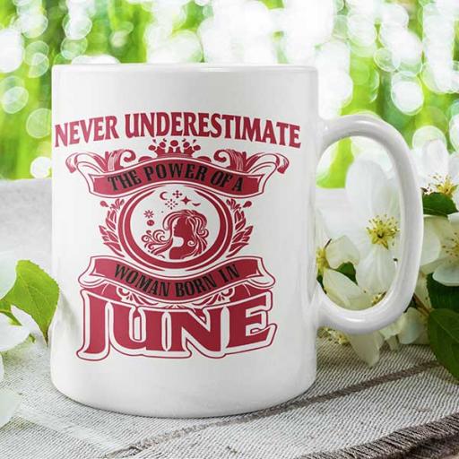 Never Underestimate the Power of Woman Born in (Month) - Birthday Mug