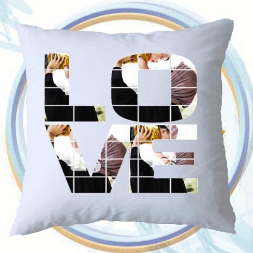 Multi Photo Collage Personalised Cushion - LOVE