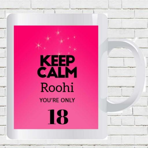 Keep Calm You are Only (AGE) - Personalised Birthday Mug - Pink Stars