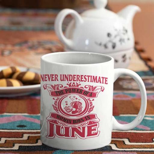 Never underestimate the power of a woman born in June Personalised Mug.jpg