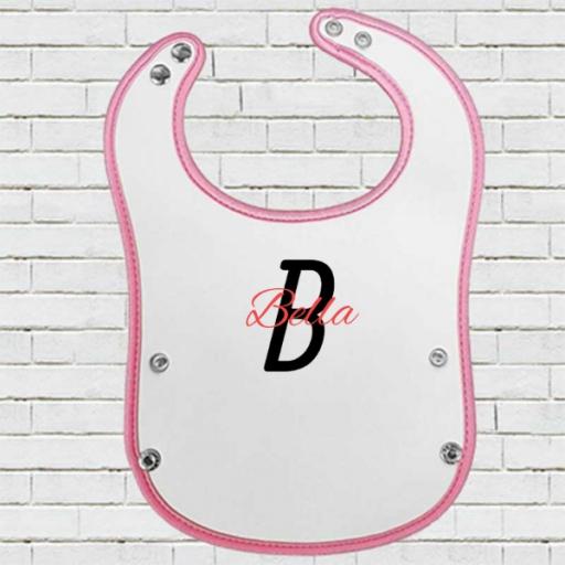 Pink Pocket Baby Bib - Personalise with Name & Initial