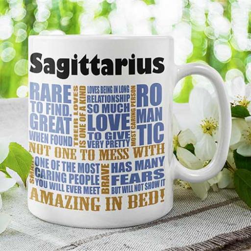 Word Art Zodiac Sign Personalised Mug - Add Message
