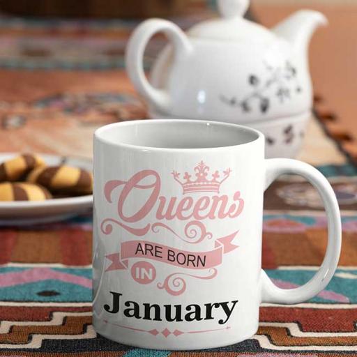 Queens are Born in (Month) - Personalised Birthday Mug & Matching Coaster
