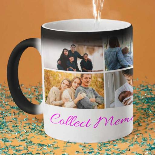Personalised 6 Photo Collage Magic Mug - Collect Memories Not Things