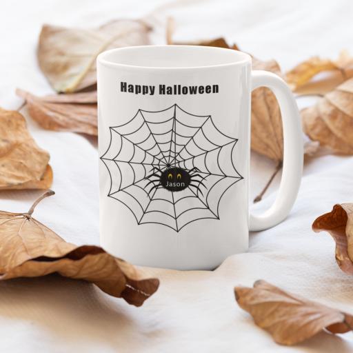 Personalised Spider Web Halloween Mug
