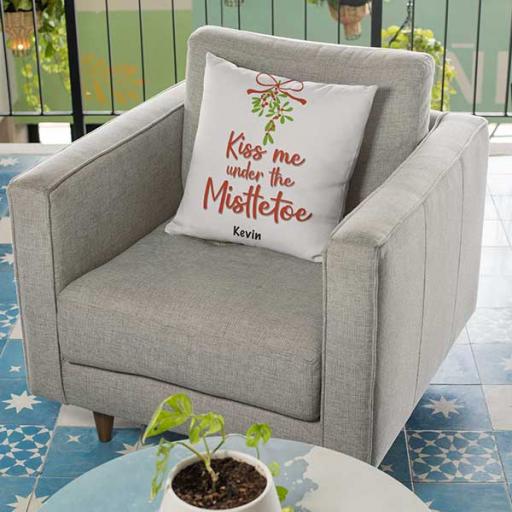 Kiss Me Under the Mistletoe - Personalised Christmas Cushion