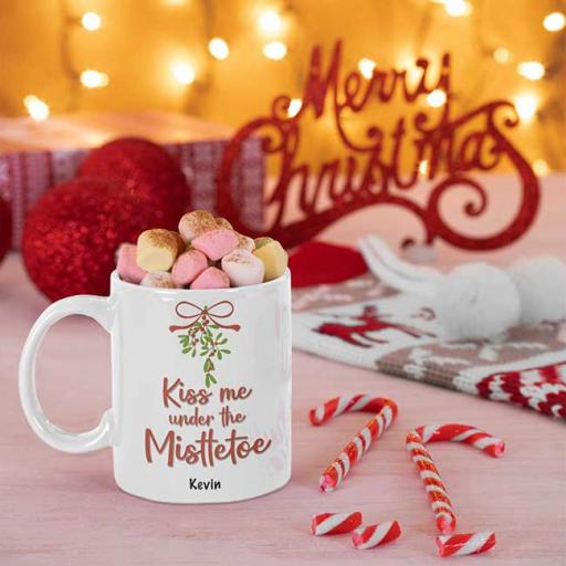 Kiss Me Under The Mistletoe - Personalised Christmas Mug