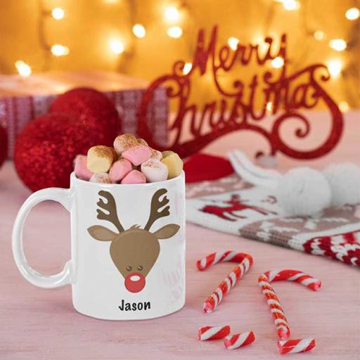 Personalised Rudolph the Reindeer Christmas Mug - Add Name