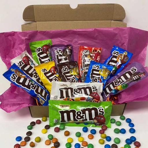 M & M Chocolate Candies Hamper - American plus UK Flavours - 8 Sweets Parcels