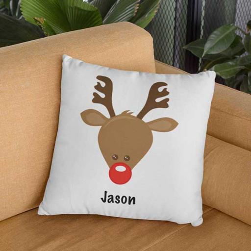 Personalised Rudolph the Reindeer Christmas Cushion - Add Name