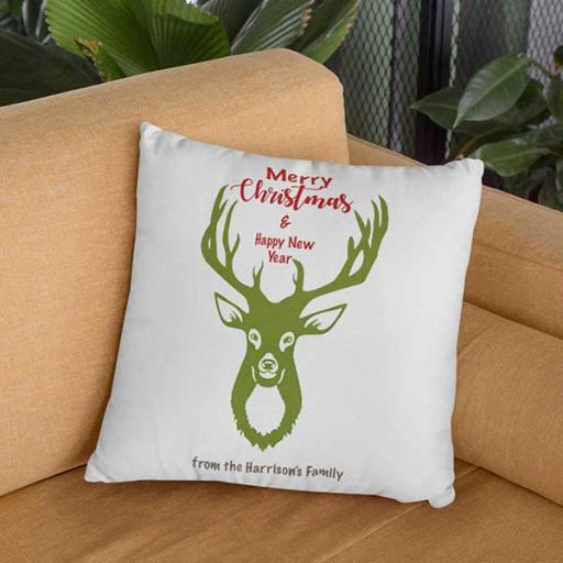 Personalised Rudolph Christmas Cushion - Add Name