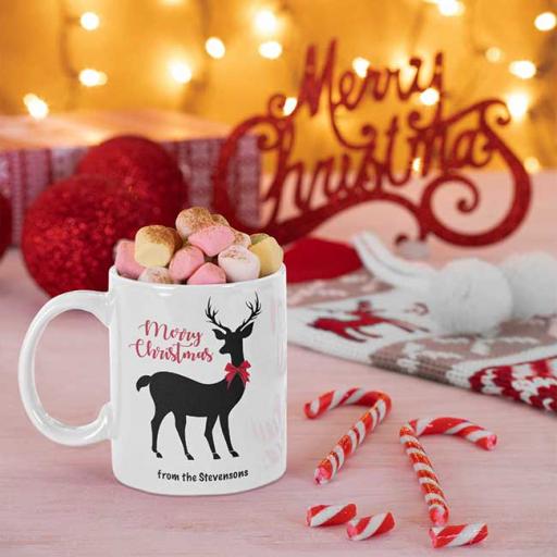 Personalised Reindeer Christmas Mug - Add Name