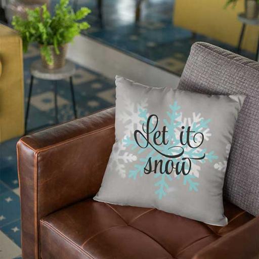 Let It Snow - Personalised Christmas Cushion - Add Name
