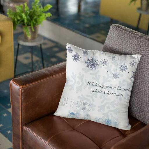 Personalised 'White Christmas' Cushion - Add Name