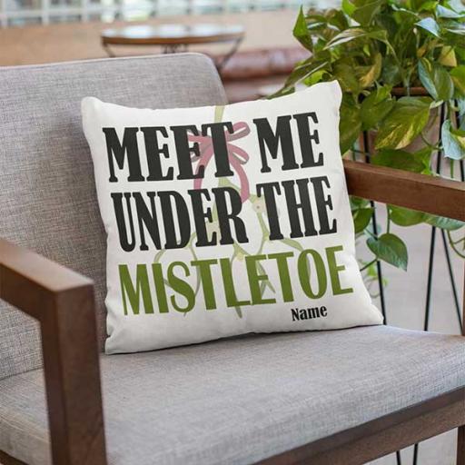 Personalised 'Meet Me Under the Mistletoe' Christmas Cushion - Add Name