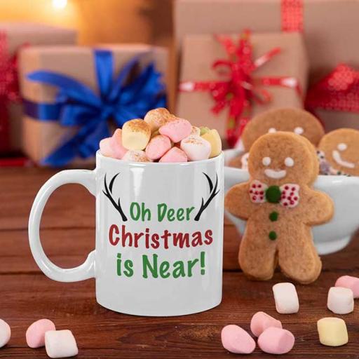 Oh Deer Christmas is Near - Personalised Christmas Mug