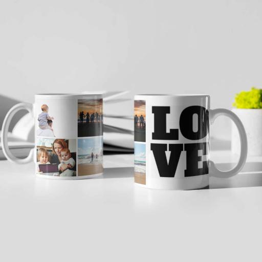 4 Photo Collage Personalised Mug - LOVE