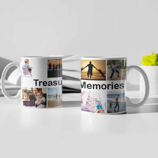 8 Photo Collage Personalised Mug with Option to Add Text