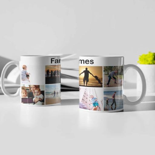 8 Photo Collage Personalised Mug - Add Text &amp; Photos