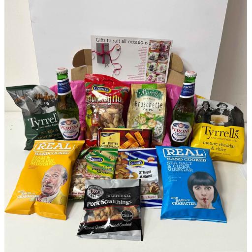 Peroni Beer Bottles and Snacks Hamper with Personalised Message