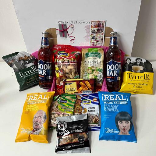 Doom Bar (Amber Ale) and Snacks Hamper with Personalised Message
