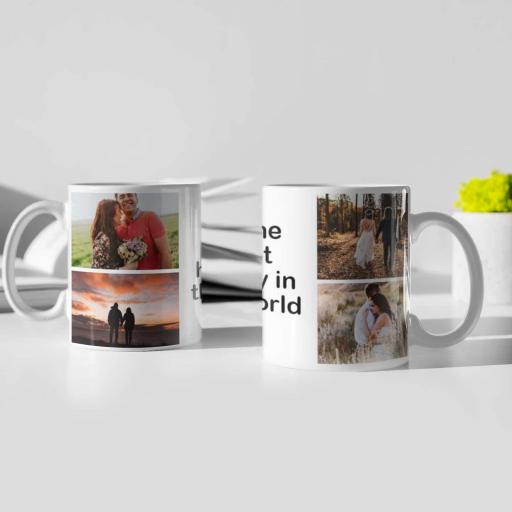 4 Photo Collage Personalised Mug - Add Photos &amp; Text/Name