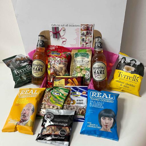 Hopping Hare (Pale Ale) and Snacks Hamper with Personalised Message